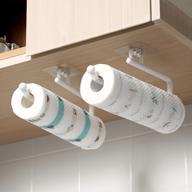 1pc Punch-free Kitchen Paper Towel Rack, Toilet Paper Holder, Paper Roll Rack Hanger, Plastic Film Storage Rack, Rag Storage Rack, Wall-mounted Towel Bar, Kitchen & Bathroom Accessories-Two colors are available - Image 9