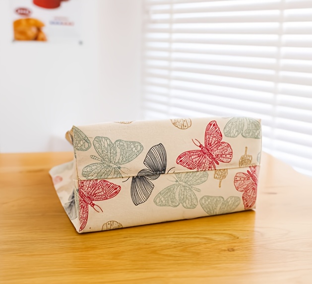 1pc Cartoon Printed Canvas Lunch Box Bag, Japanese Style Bento Tote, Office Worker Handbag, Lunch Pocket, Mommy Takeout Bag, Button Color Random, Non-Food Contact.,Back to School Lunch Bag