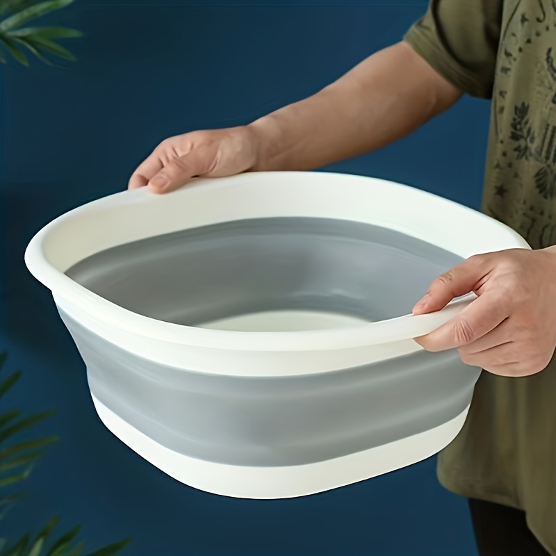Portable Foldable Silicone Wash Basin - Large Capacity Durable Lightweight Space-Saving Multi-Purpose Sink for Kitchen, Camping, RV, Pet Bath & Foot Soak - Easy Storage & Cleaning, Kitchen Sink, Camping Essentials, Unpolished Finish