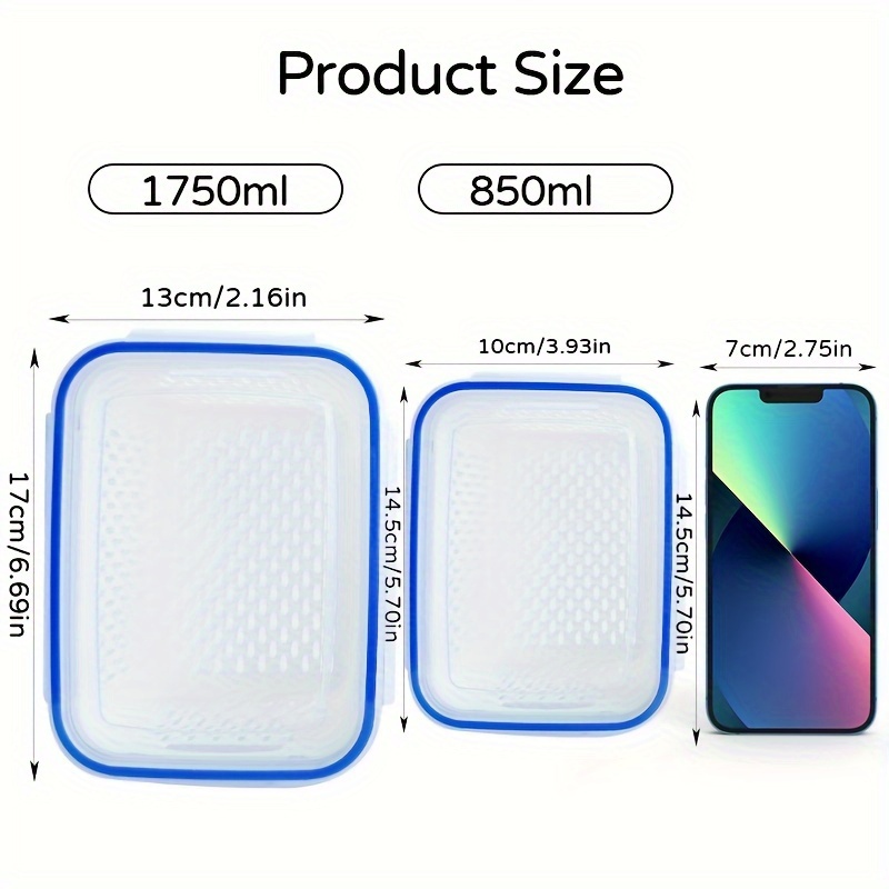 4pcs Double-Layer Draining And Fresh-Keeping Box, Specially Designed for Kitchen And Refrigerator Storage of Fruits And Vegetables.