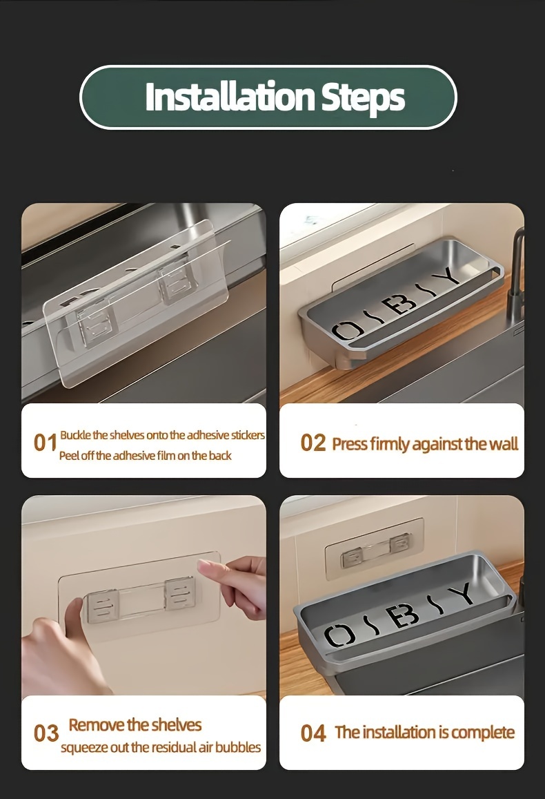 1pc Dish Cloth & Sponge Holder, Wall-Mounted Sink Drain Rack, Multifunctional Sponge Storage Rack, For Kitchen And Bathroom, Home Kitchen Supplies, Kitchen Accessories