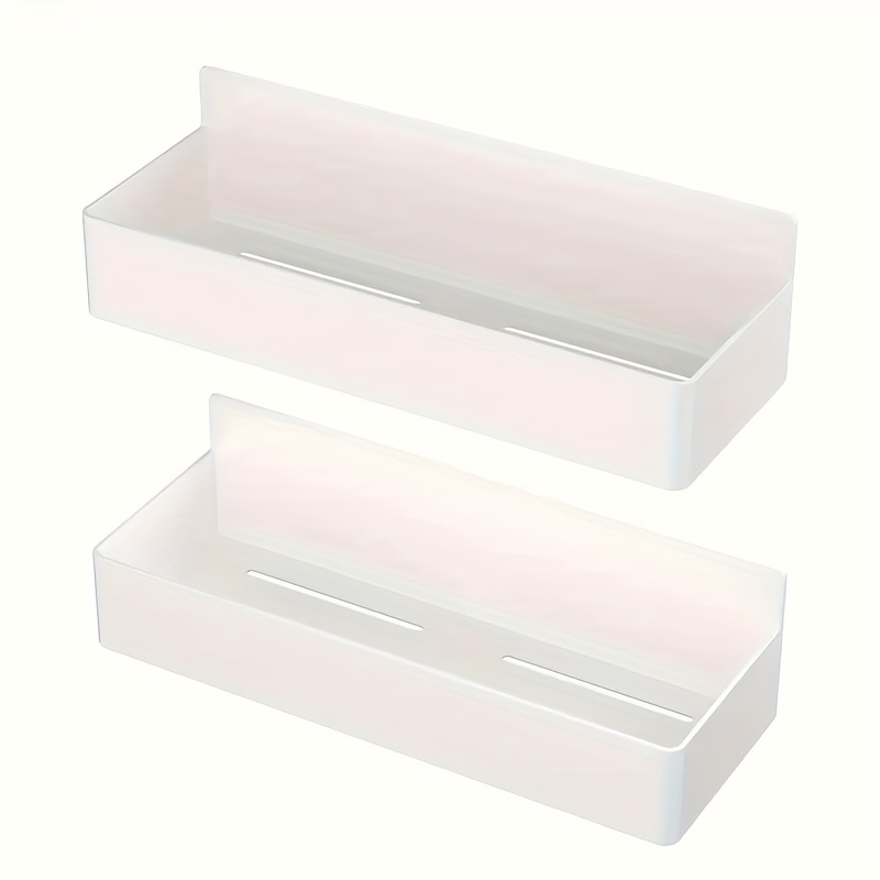 2-Pack Large Magnetic Plastic Storage Baskets for Refrigerator, Microwave, and Washing Machine - Multifunctional Kitchen Organizer, Side Spice Rack Magnetic Holder with No-Drill & Glue Required, Removable Shelf