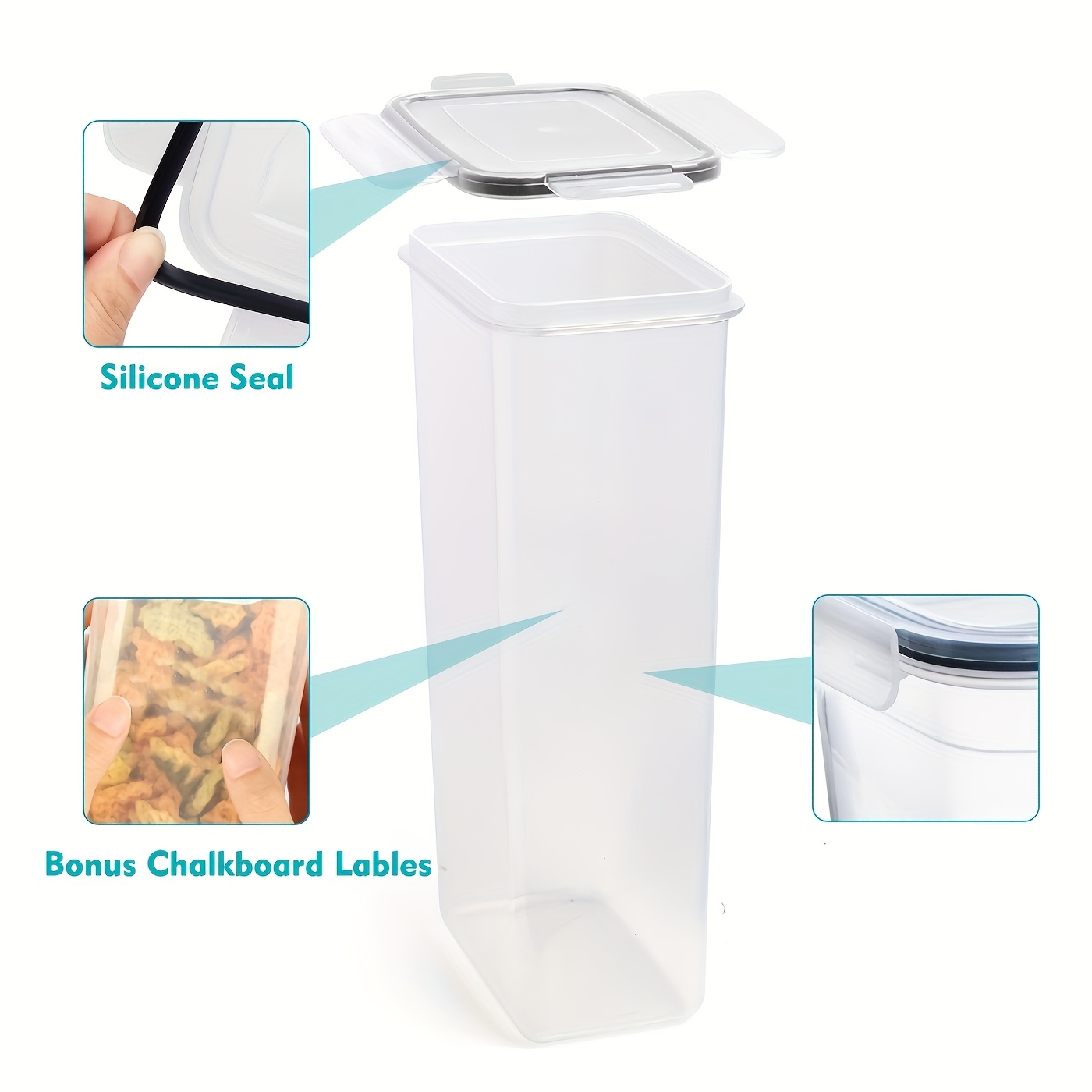 1pc Food Storage Containers with Lids, Plastic Airtight Deli Food Containers Freezer Safe, for Store Fruit Veggie Noodles 29.97cm/15.49cm 96oz