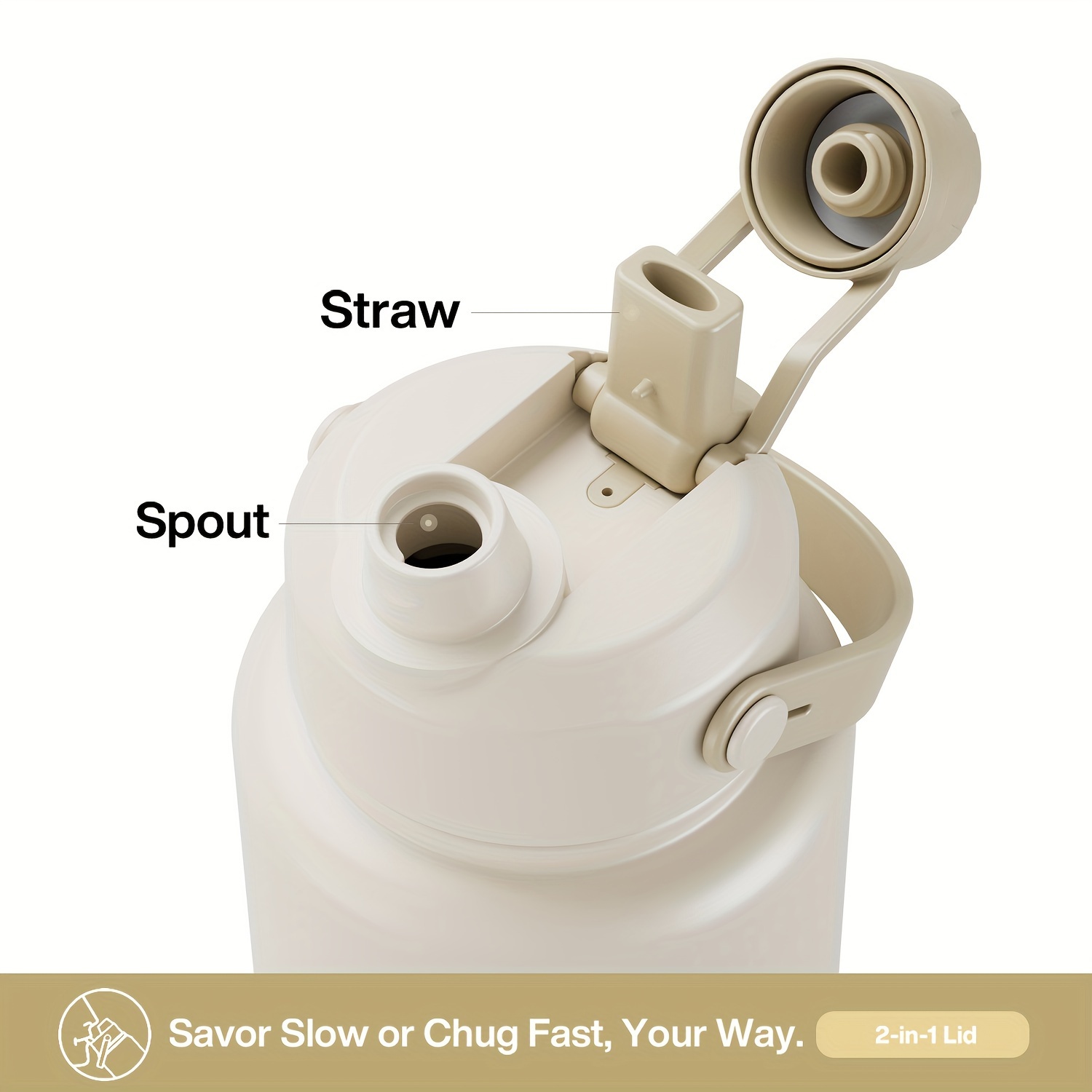 POWCAN 40oz Stainless Steel Insulated Water Bottle with Straw, Reusable, Leak Proof Sports Jug, Multipurpose, Hand Wash Only - Round Shape No Electricity Needed