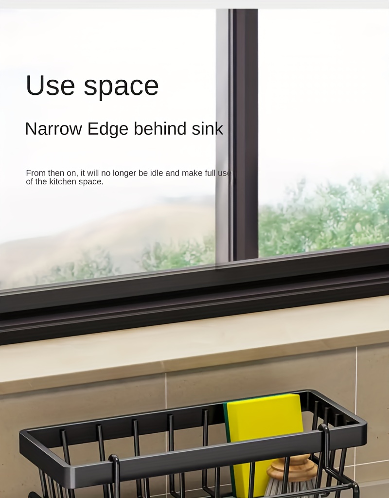 Precision-Crafted, Stainless Steel Kitchen Sink Organizer with Dishcloth Holder - Space-Saving Storage Rack for Sponges, Soaps, Brushes & Cloths