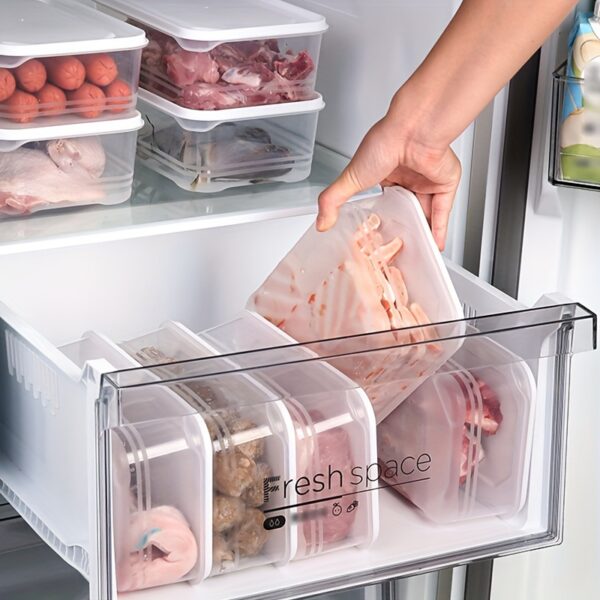 4pcs Stackable Fridge Storage Containers with Lids - 1200ml/42oz, BPA-Free, Transparent Food Preservation Boxes for Meat, Fruits & Vegetables - Perfect Kitchen Organizer & Gift Idea for Freezer Space Optimization