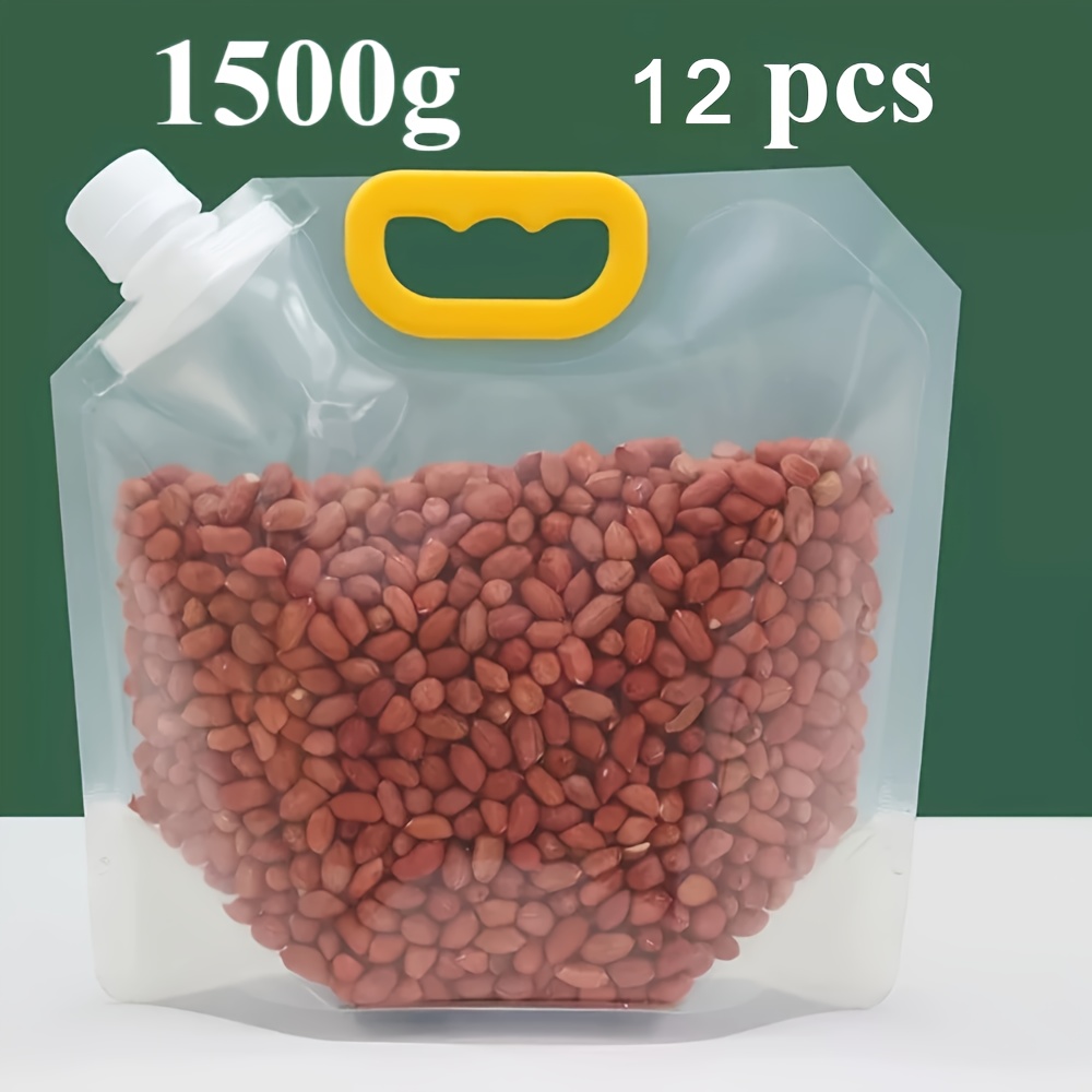 12pcs Reusable Food Storage Bags with Handles & Pour Spouts - Leakproof, Odor-Resistant Freezer Bags for Lunch, Meat, Fruits, Vegetables, Grains - Kitchen Organization Essentials - Image 5