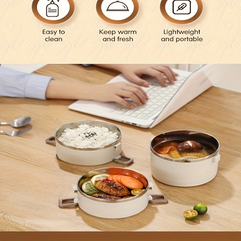 Stainless Steel Insulated Lunch Box with Lid & Handle - Multi-Layer, Leakproof Food Storage Container for School, Office, Camping & Picnics,back to school