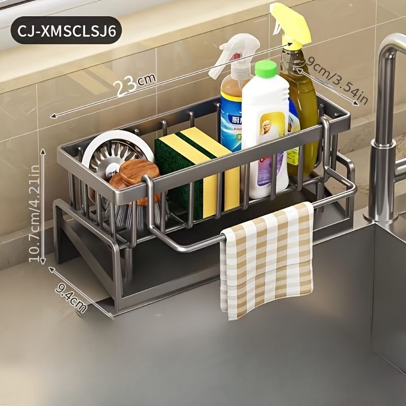 Plastic kitchen sink dish rack, multifunctional towel sponge storage rack, 23.01x11.99 cm, home kitchen space-saving tidy rack. Halloween Christmas must-have storage