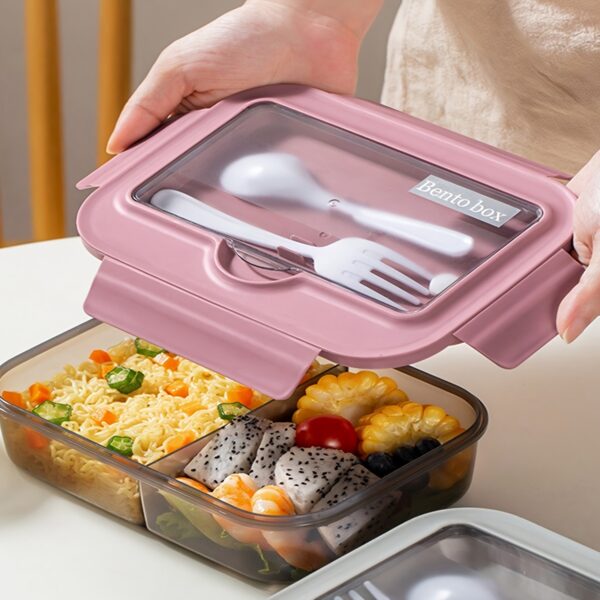 1pc Leak-Proof Portable Bento Lunch Box with Compartments - Dishwasher Safe, Square Plastic Container with Handle for Office Workers & Students - Ideal for School, College, Picnics & More,back to school