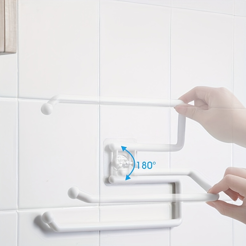 1pc Punch-free Kitchen Paper Towel Rack, Toilet Paper Holder, Paper Roll Rack Hanger, Plastic Film Storage Rack, Rag Storage Rack, Wall-mounted Towel Bar, Kitchen & Bathroom Accessories