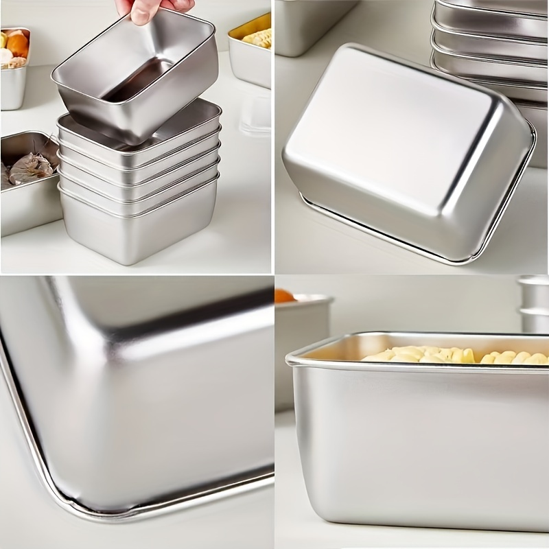 5pcs Stainless Steel Food Storage Container Set - Square, Manual Lid, Hand Wash - Perfect for Meal Preparation and Outdoor Picnics, Food Distribution