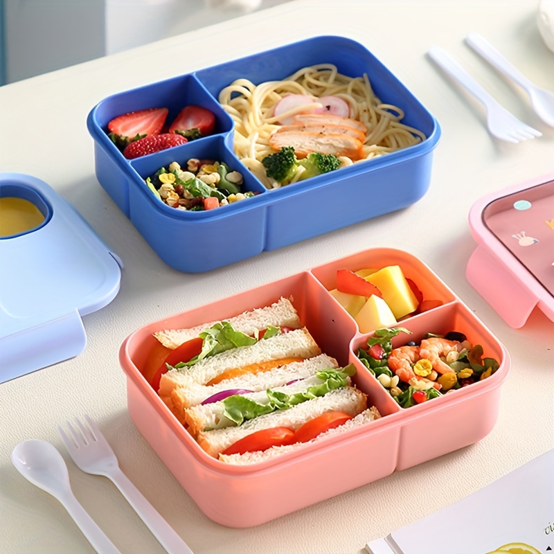 1pc Bento Box with Utensils: Adult Lunch Box, Square, Partitioned, Leak-Proof, Suitable for School, University, And Office Use - Hand Washable, Plastic Material, Rectangular Shape, No Power Required,Back to School