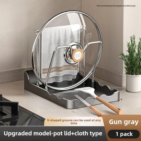 Kitchen lid rack with light and minimalist design for high-end kitchen lid storage. This versatile rack is suitable for pots, pans, frying pans, spatulas and spoons for kitchen and dining room organization and storage for home accessories