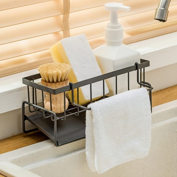 1pc Kitchen Sink Storage Rack, Toilet Storage Rack, Kitchen Faucet Sponge Holder, Storage Rack Sink Organizer, Drain Rack For Sponge, Soap, Brush, Towel, Scrubbers, Bathroom And Kitchen Supplies
