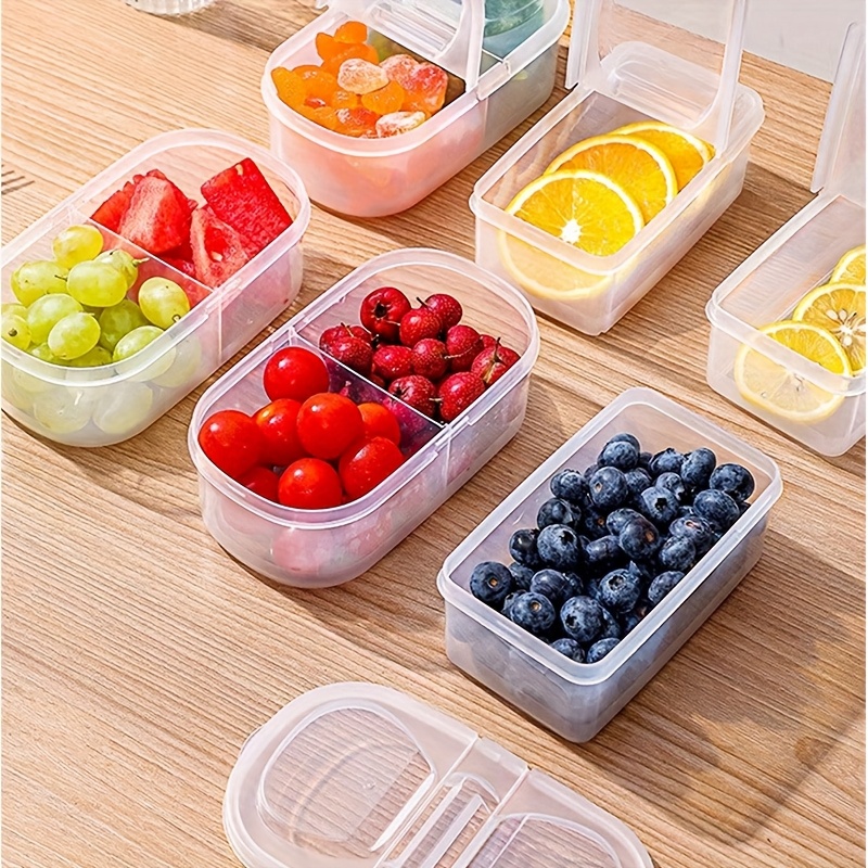 2pcs Multi-Functional Food Storage Containers - Portable 2-Compartment Organizer for Spices, Snacks & Fruits - Perfect for Home, Restaurant, Office Parties & Gifts