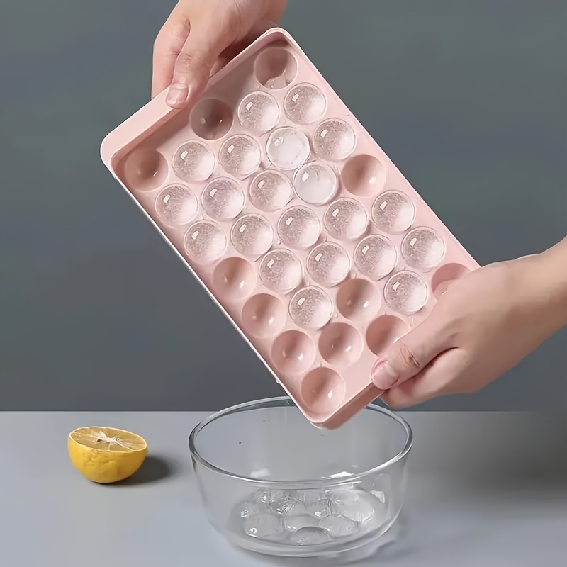 33 Grids Ice Cube Tray, Round Diamond Silicone Mold, Food Grade Plastic Refrigerator Storage Bins with Food Contact Safe - Kitchen Tool Accessories Mold (1pc)