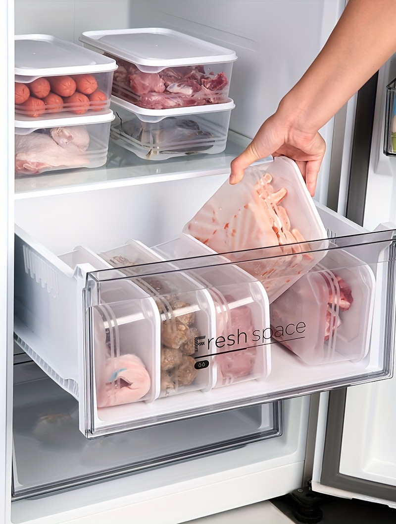 6-Pack Polypropylene Refrigerator Storage Bins with Lids - 1200ml/40.58oz, Safe for Food Contact, Fruit and Food Organizer, Space-Saving, Suitable for Kitchen, Outdoor Picnic, Microwave and Freezer Safe