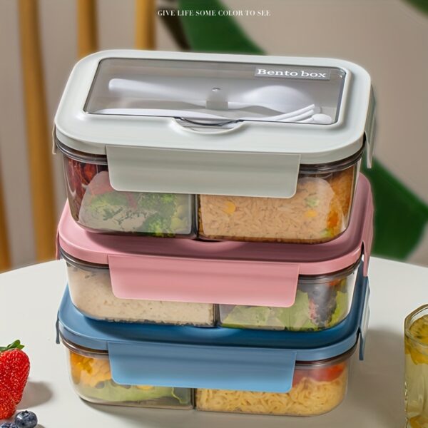 1pc, Fresh-keeping Leak-proof Double-layer Lunch Box, Large Capacity, Microwave Safe, Portable Meal Box For Work Or School, Nutritional Sub-packaging, Goodbye Fast Food
