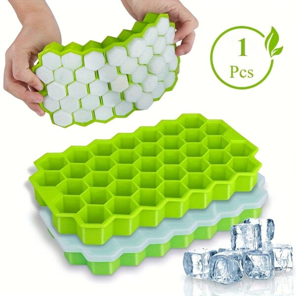1pc Silicone Ice Cube Tray, 37-Grid Hexagon Honeycomb, Perfectly Shaped Ice Cubes and Ice Balls for Home Kitchen