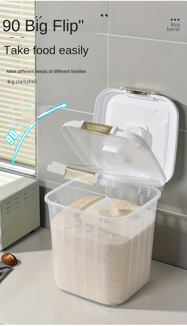 1pc Large Airtight Grain Storage Container - Moisture-Proof & Transparent with Easy-Access White Lid, Durable Polypropylene, Ideal for Kitchen & Pet Food Organization