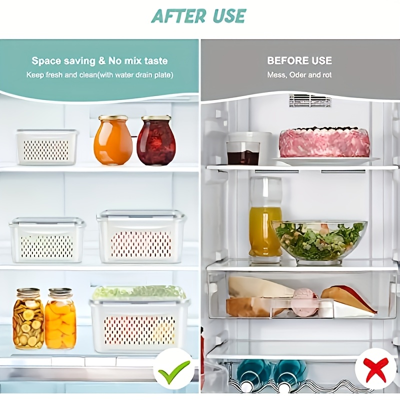 Awaoko BPA-Free, Leak-Proof, Reusable Food Storage Container Set - Large Capacity, Multi-Purpose Rectangular Box with Lid for Fruits, Vegetables, and More - Ideal for Refrigerator and Pantry Organization, Pantry Storage Solution|Modern Kitchen Accessory|Durable Plastic Container, Fruit Basket