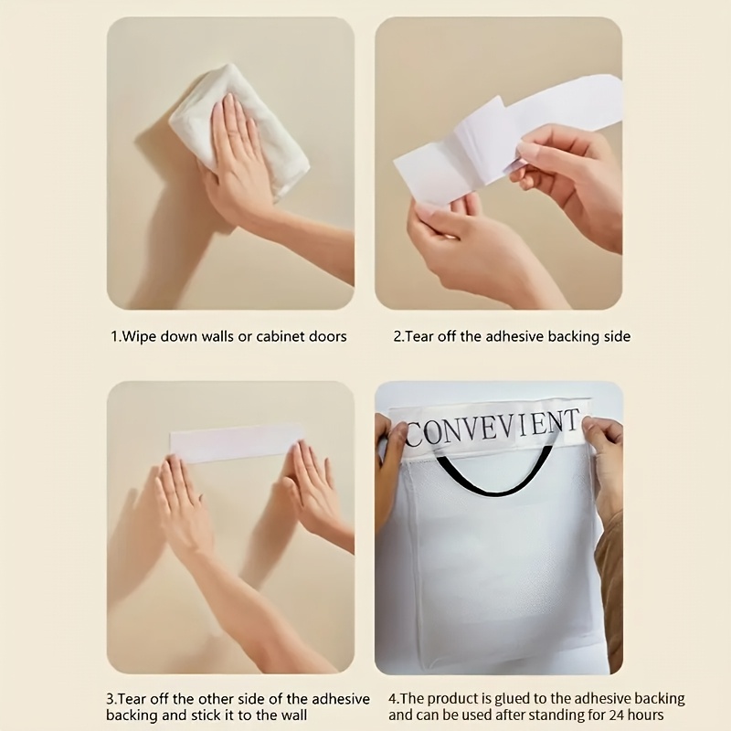 A Versatile Wall-Mounted Plastic Bag Holder - a Reusable Elastic Storage Net with, Making It an Ideal Choice for Kitchen Organization.