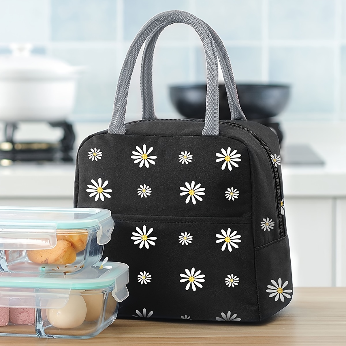 1 Daisy Insulated Lunch Box Storage Bag for Back-to-School Season, Large Capacity Food and Fruit Organizer Suitable for Students and Office Workers,back to school lunch bag
