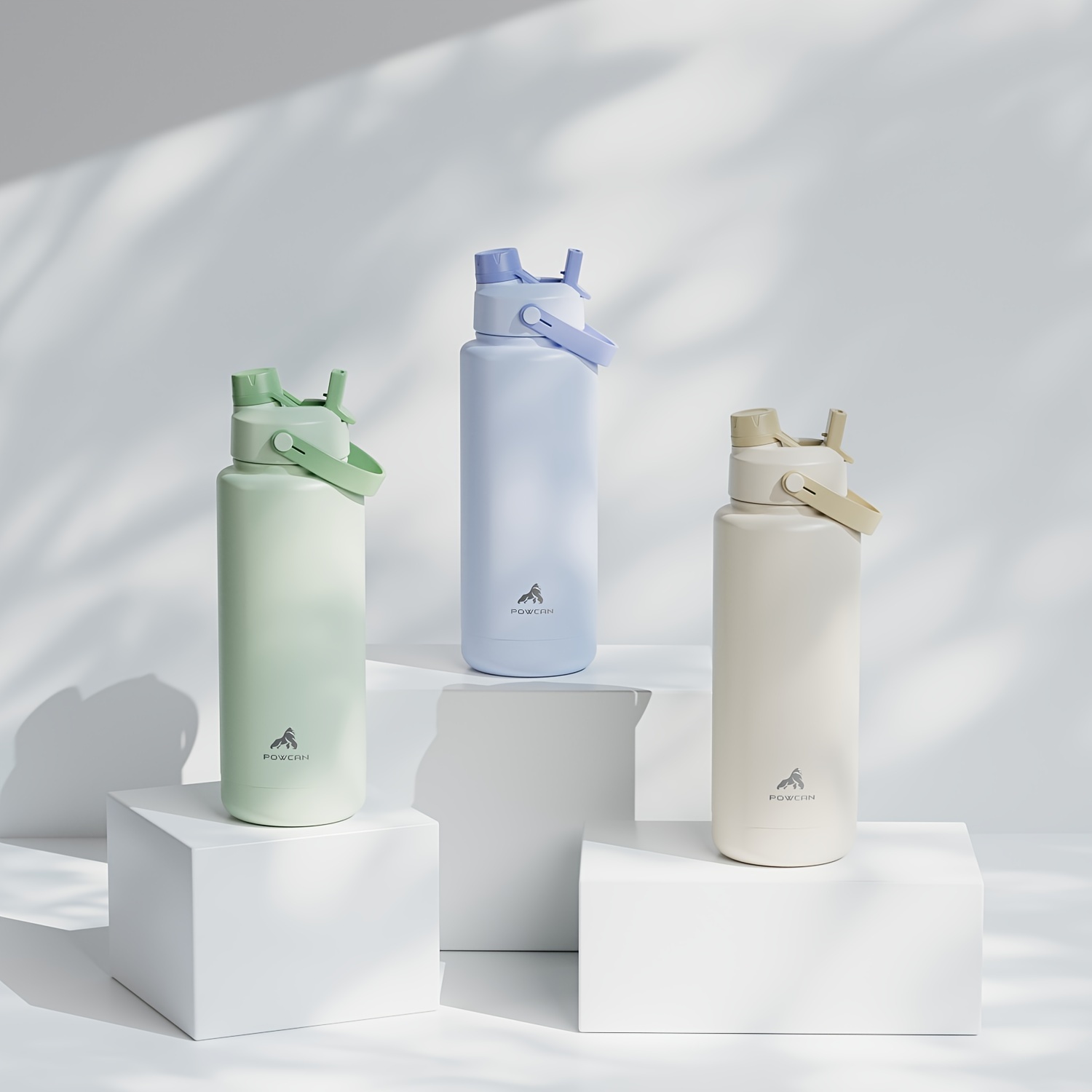 POWCAN 40oz Stainless Steel Insulated Water Bottle with Straw, Reusable, Leak Proof Sports Jug, Multipurpose, Hand Wash Only - Round Shape No Electricity Needed