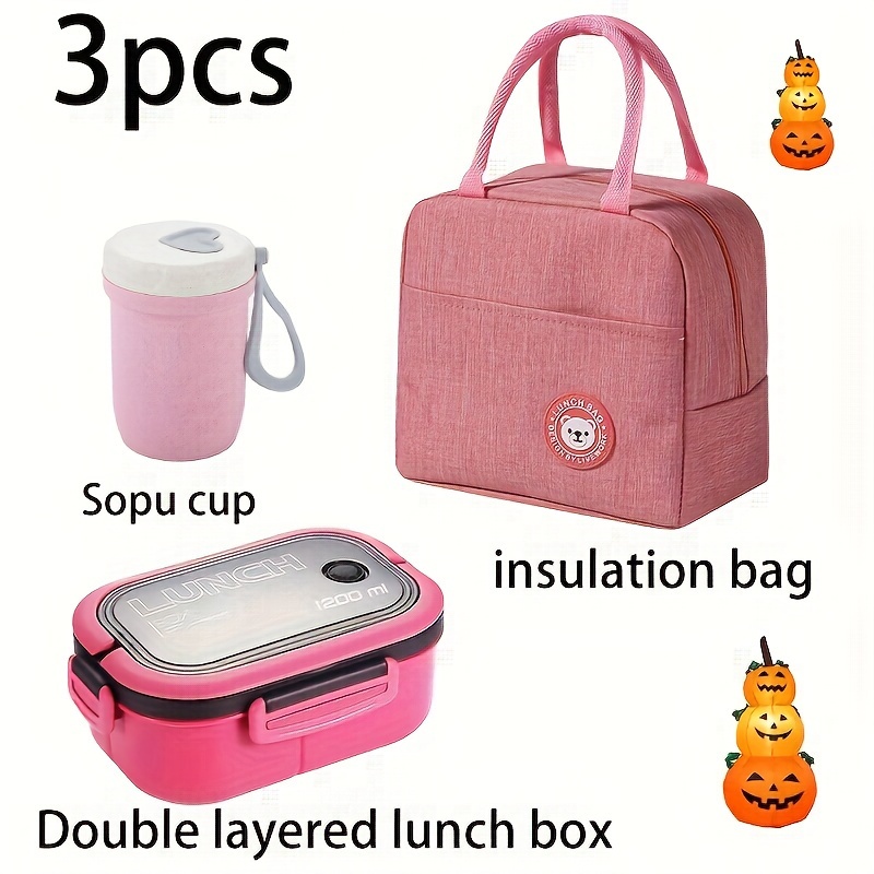 3pcs Lunch Bag Set with Large Capacity Lunch Box and Milk Cup, Minimalist Tote Bag for Office Workers, Perfect for School, Travel, and Work, Ideal for Back-to-School Season