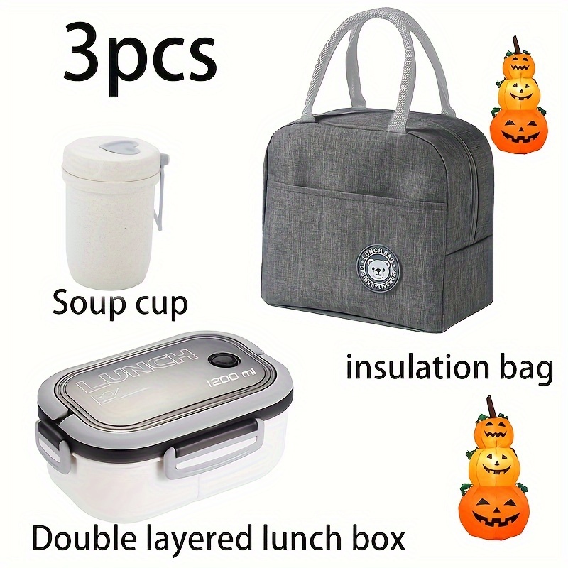 3pcs Lunch Bag Set with Large Capacity Lunch Box and Milk Cup, Minimalist Tote Bag for Office Workers, Perfect for School, Travel, and Work, Ideal for Back-to-School Season