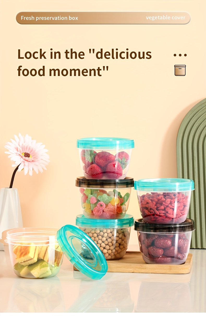 2pcs Transparent Sealed Food Storage Containers with Blue Lids - Microwave Safe, Freshness Preserving Round Boxes for Grains, Nuts, Fruits & More - Ideal for Home Kitchen Use