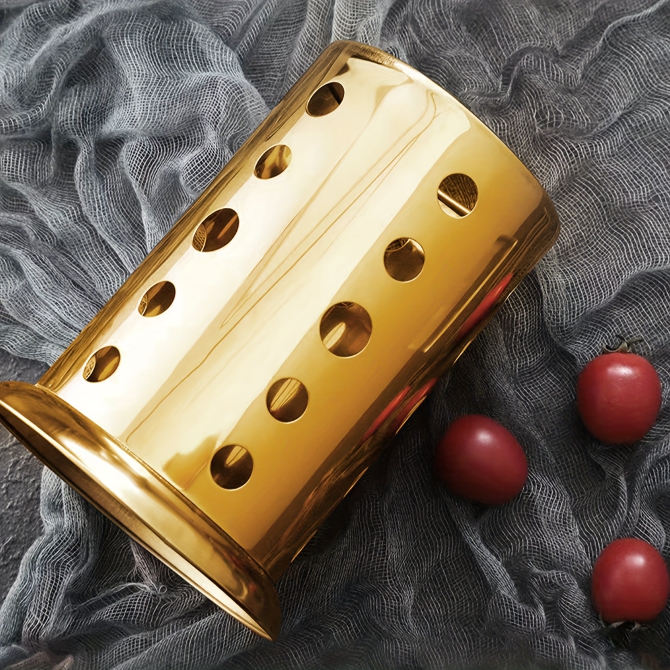 Golden Stainless Steel Kitchen Utensil Holder - Rust-Proof Wall-Mounted Storage Rack for Spoons, Knives, Forks, and Cooking Tools, Elegant Home Decor Accessory, Kitchen Accessories