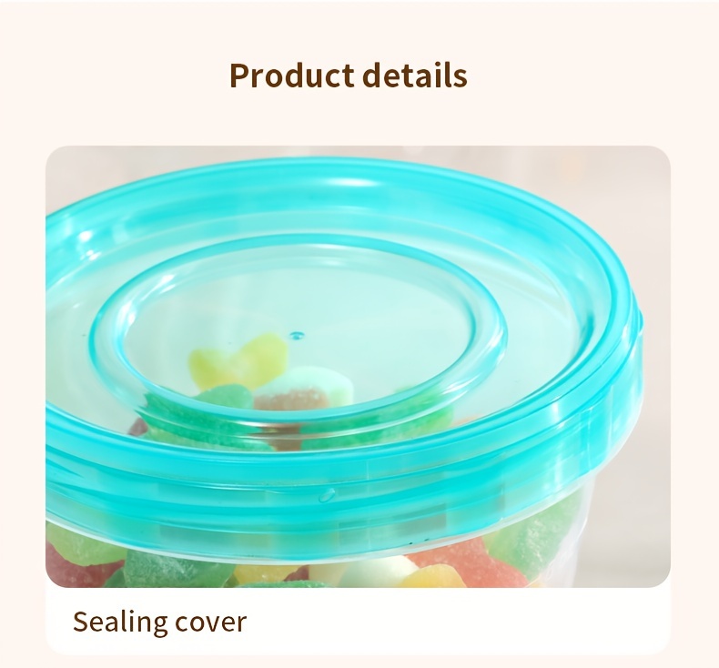 2pcs Transparent Sealed Food Storage Containers with Blue Lids - Microwave Safe, Freshness Preserving Round Boxes for Grains, Nuts, Fruits & More - Ideal for Home Kitchen Use