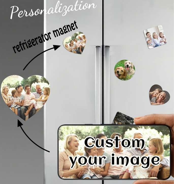 1pc Customizable Refrigerator Magnet - Personalized Photo Display, Handcrafted Style, Flexible & Wall-Mountable, Ideal for Friends, Family & Couples - Creative Kitchen Home Decor with Practical Hooks, Fridge Magnets