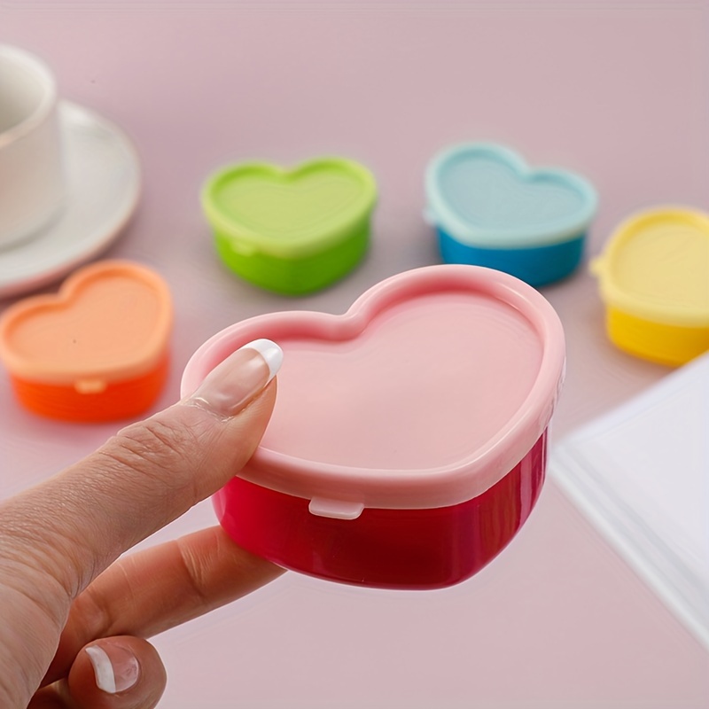 5 Pcs Heart Shaped Plastic Storage Containers Set - Leak Proof Flip Top, Reusable, Food Contact Safe, Multipurpose Snack & Spice Organization - Hand Washable Crisper Boxes - Image 6