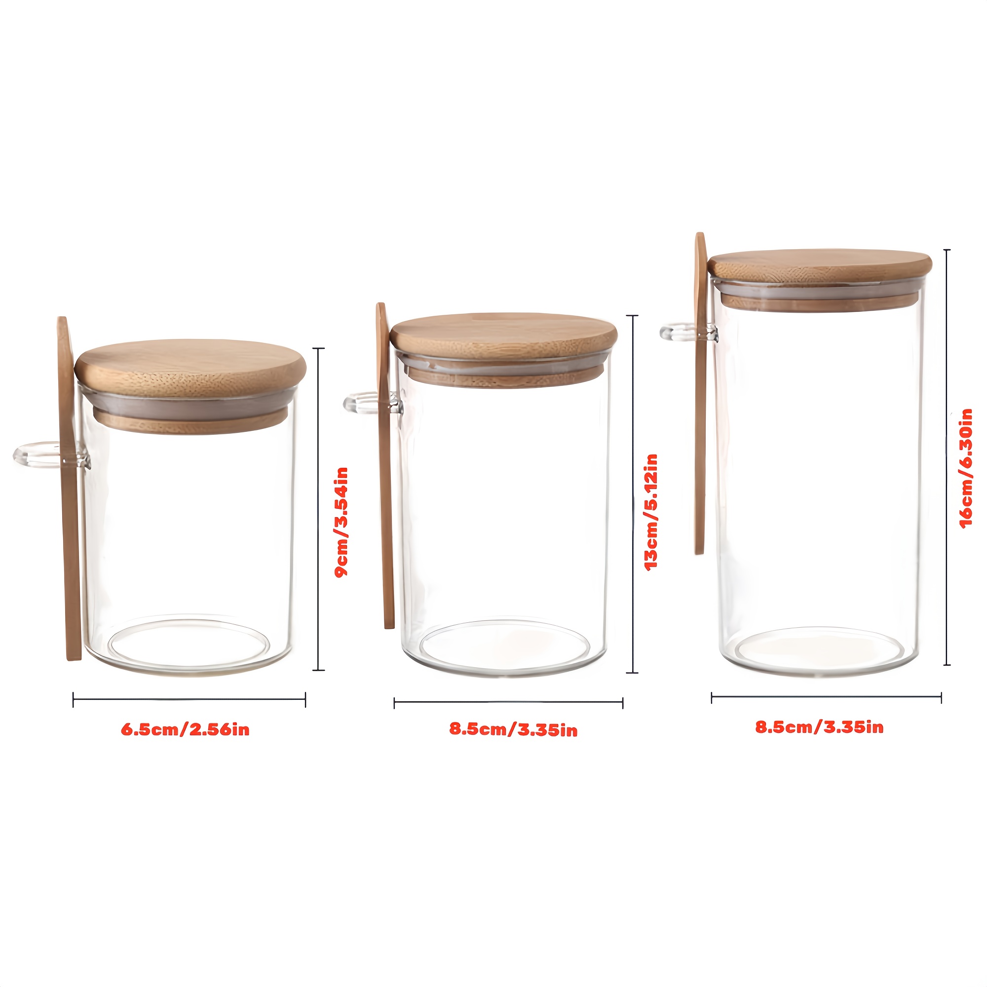 1pc food storage container Sealed jar with bamboo lid - leakproof, with spoon, 200ml, 550ml, 700ml, three sizes, durable square glass jar for kitchen organization - ideal for pasta, flour, grains, rice, sugar, tea, coffee beans