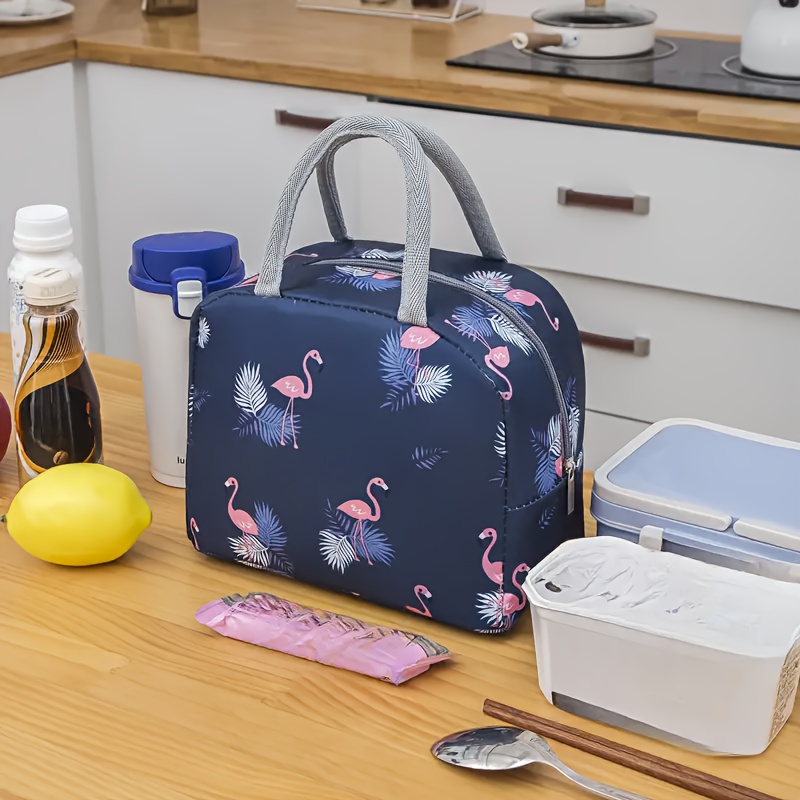 Festive Cactus & Llama Insulated Lunch Bag - Durable Aluminum Foil, Thick for Hot/Cold Food, Square Polyethylene Meal Tote with Gray Handles, Perfect for Office Workers,