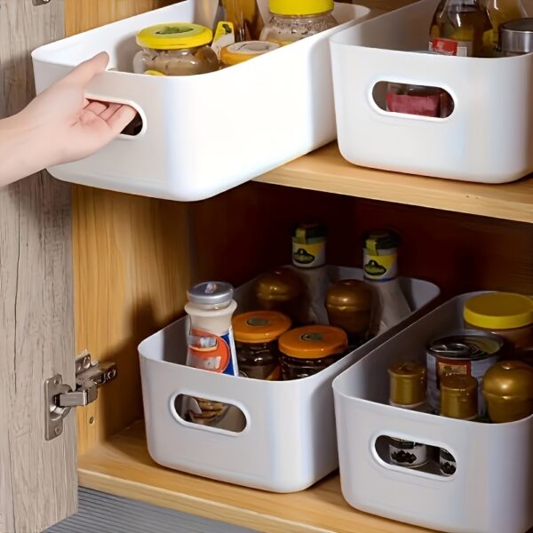 2pcs Large Plastic Storage Bins for Kitchen, Office, and Home - Versatile Organizer for Cosmetics, Underwear, Socks & More