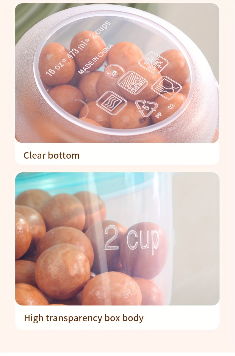 2pcs Transparent Sealed Food Storage Containers with Blue Lids - Microwave Safe, Freshness Preserving Round Boxes for Grains, Nuts, Fruits & More - Ideal for Home Kitchen Use