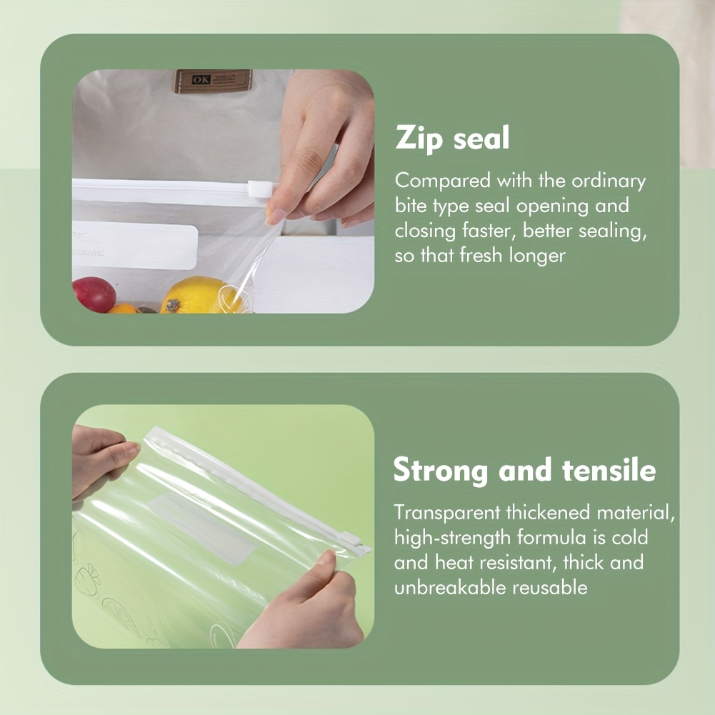 10/15/20pcs of 1 set, Reusable Zip Lock Bag Food Grade Transparent Storage Bag With Zipper Sealing Plastic Container Travel Freezer Camping Kitchen