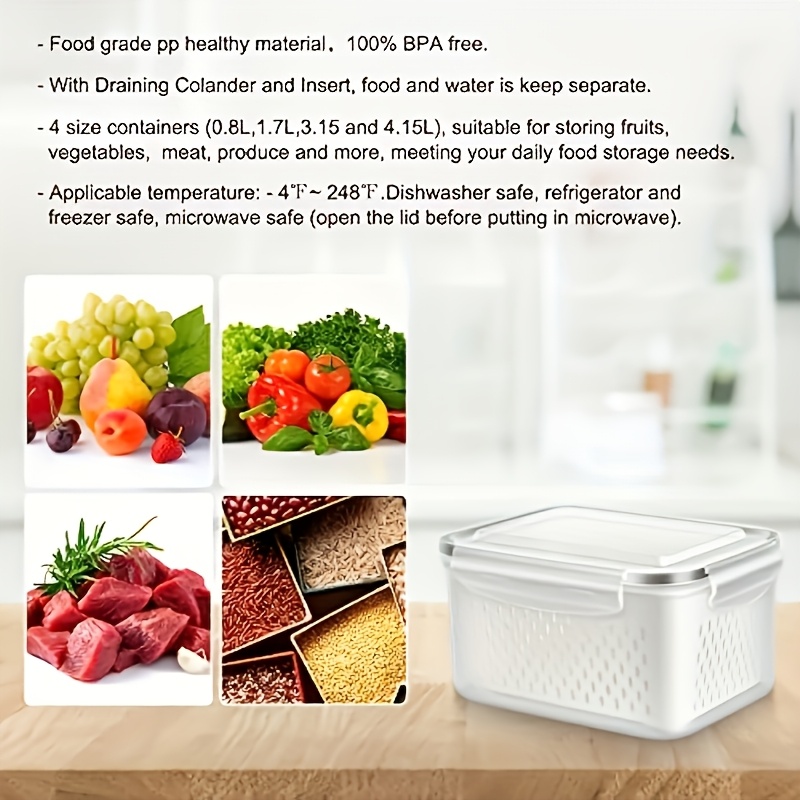 Awaoko BPA-Free, Leak-Proof, Reusable Food Storage Container Set - Large Capacity, Multi-Purpose Rectangular Box with Lid for Fruits, Vegetables, and More - Ideal for Refrigerator and Pantry Organization, Pantry Storage Solution|Modern Kitchen Accessory|Durable Plastic Container, Fruit Basket