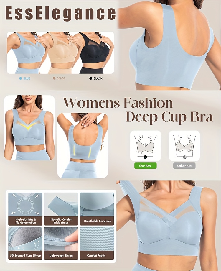 Women's Wireless Sports Bra with High Elasticity & Thin Molded Cups - No Underwire, Side Coverage, Push-Up Support for Yoga, Running, Gym - Soft Pink, Elegant Design, Machine Washable, Strapless Bra
