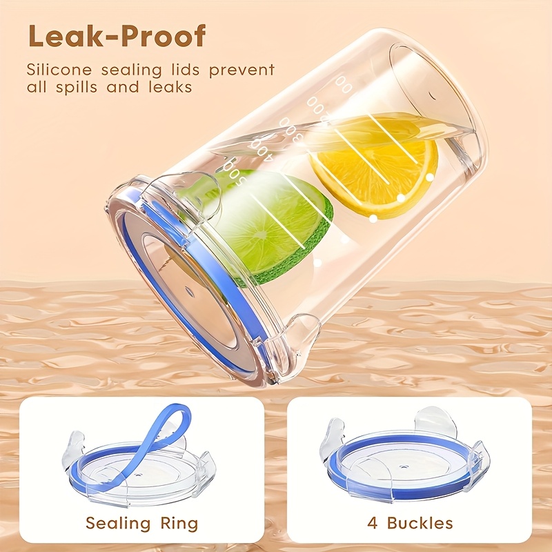 4pcs oat container, with blue sealing ring for leakage prevention, microwave-safe, reusable storage tank, suitable for kitchen coarse grain jars such as yogurt and fruit salad, ideal choice for breakfast and snacks
