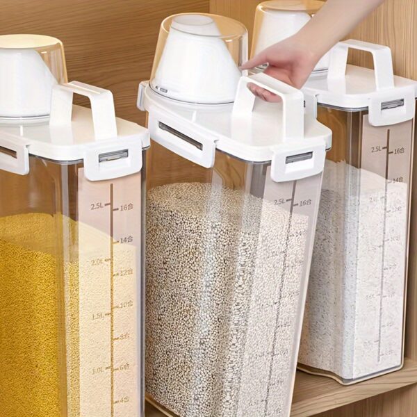 Household storage miscellaneous grain barrels storage tanks kitchen rice barrels fresh-keeping boxes with measuring cups