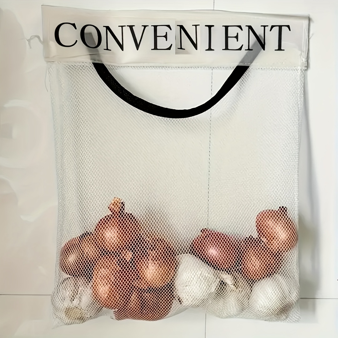 A Versatile Wall-Mounted Plastic Bag Holder - a Reusable Elastic Storage Net with, Making It an Ideal Choice for Kitchen Organization.