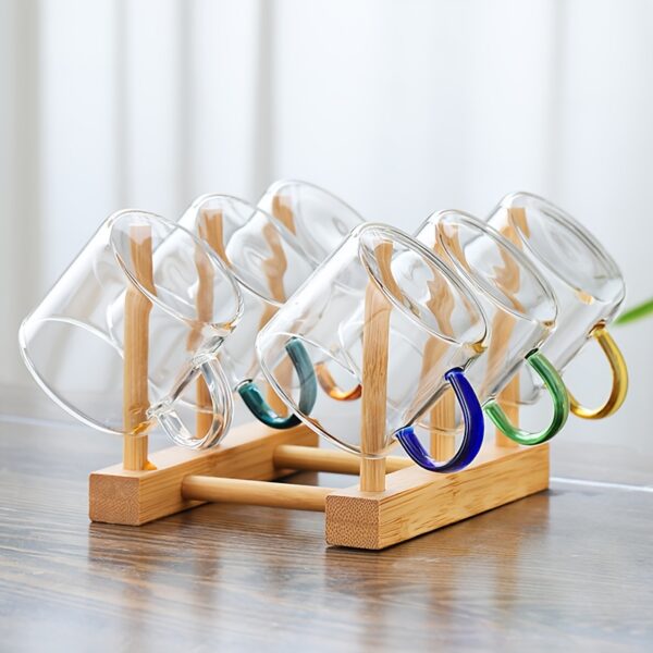 Space-Saving Elegant Bamboo Cup Holder - Stylish Dust-Proof Tea Set And Glassware Storage Rack