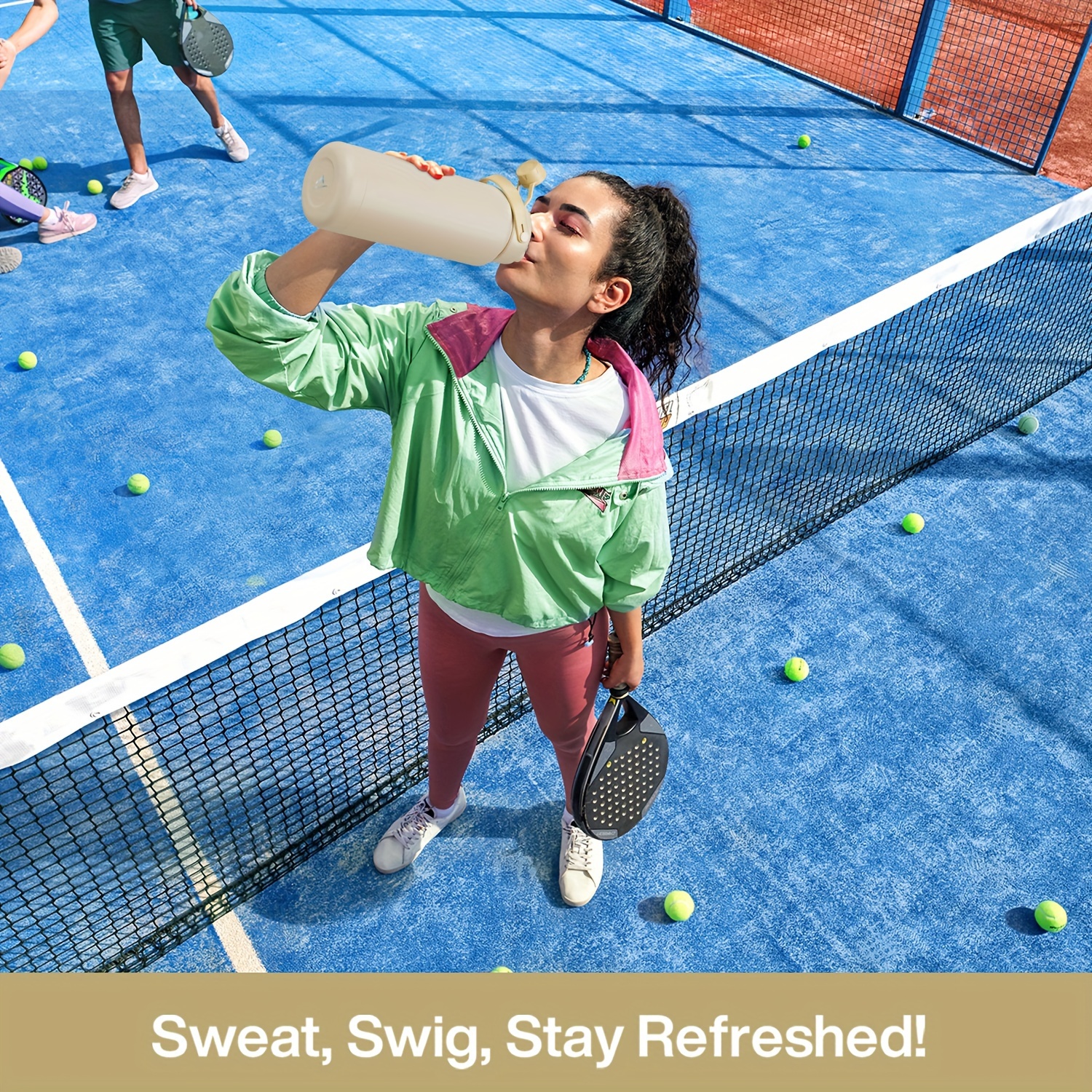 POWCAN 40oz Stainless Steel Insulated Water Bottle with Straw, Reusable, Leak Proof Sports Jug, Multipurpose, Hand Wash Only - Round Shape No Electricity Needed