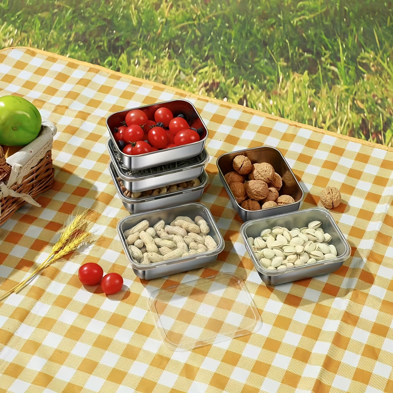 4pcs Stainless Steel Food Storage Containers with Lids, Suitable for Meal Prep, Lunches, and Outdoor Picnics