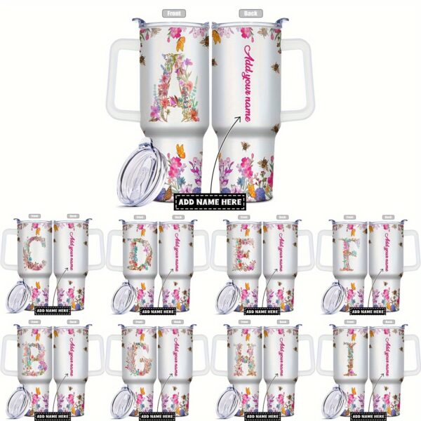 Custom 40oz Stainless Steel Tumbler - Personalized with Your Name, Double-Wall Insulated Travel Mug with Lid, Perfect Gift for Women, Mom, Sisters, Teachers, Coworkers - BPA-Free, Reusable, Hand Wash Only